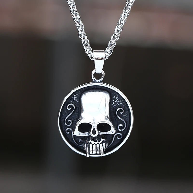 Fanged Skull Pendant - Chrome Cult