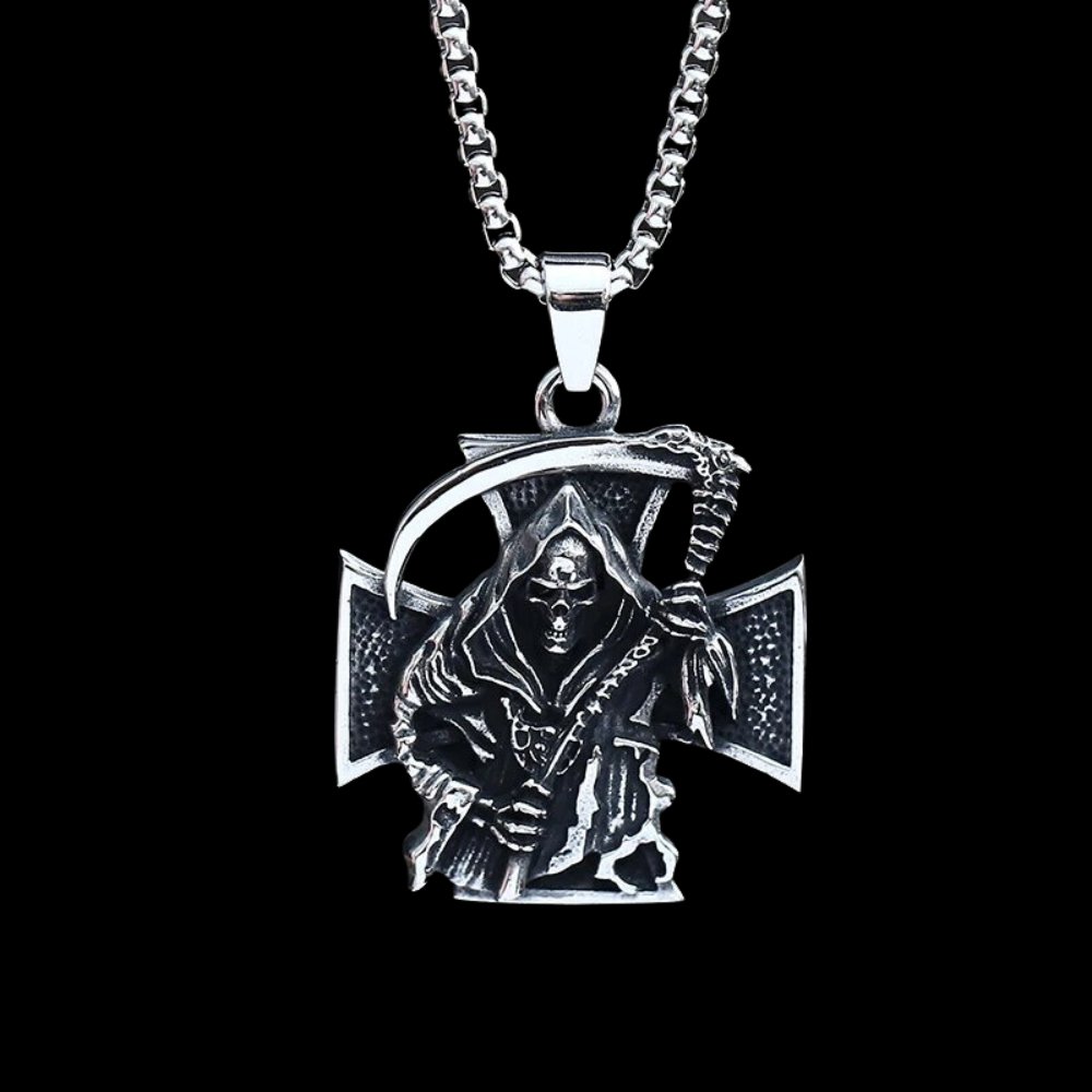 Grim Reaper Cross Pendant – Chrome Cult