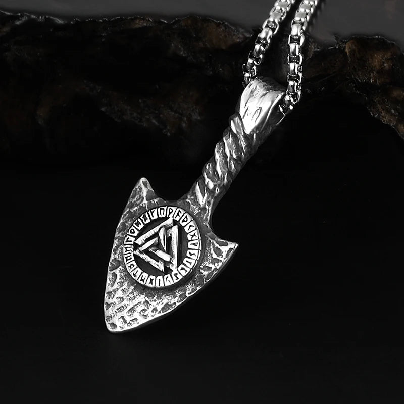 Ouroboros Valknut Spear Pendant - Chrome Cult