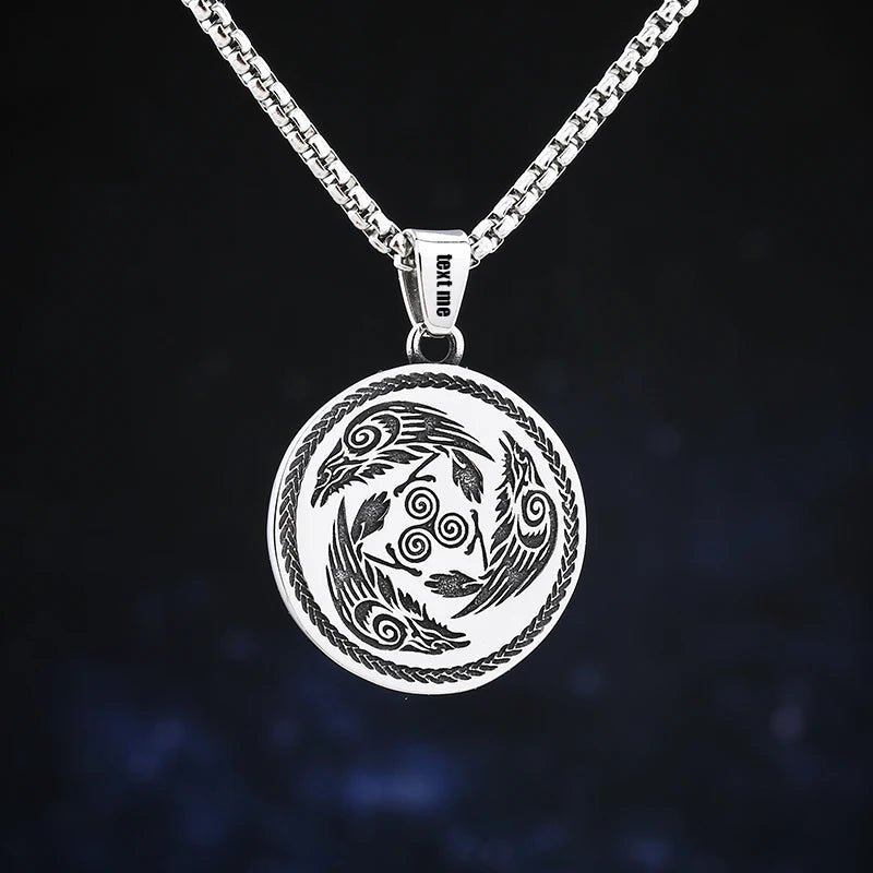 Raven Triskelion Viking Pendant - Chrome Cult