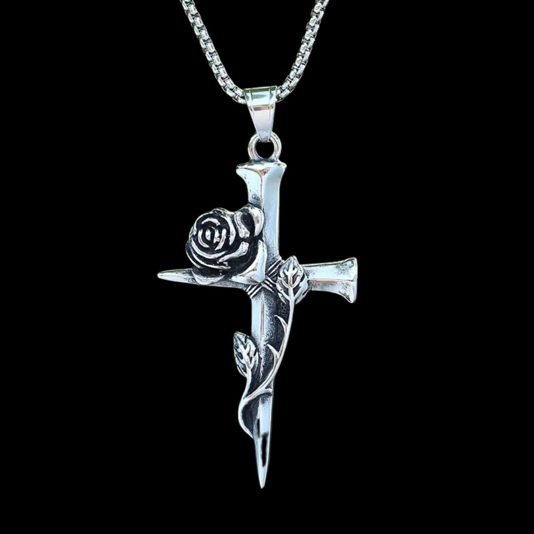 Rose Cross Pendant – Chrome Cult