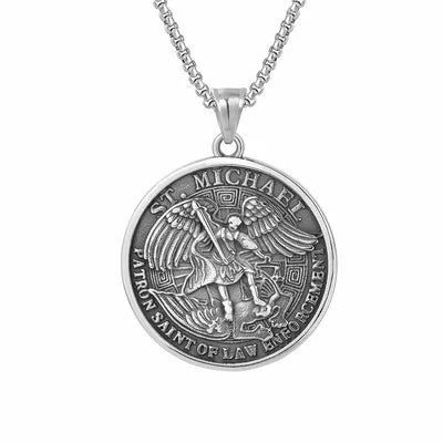 Saint Michael Patron Saint Of Law Enforcement Pendant - Chrome Cult