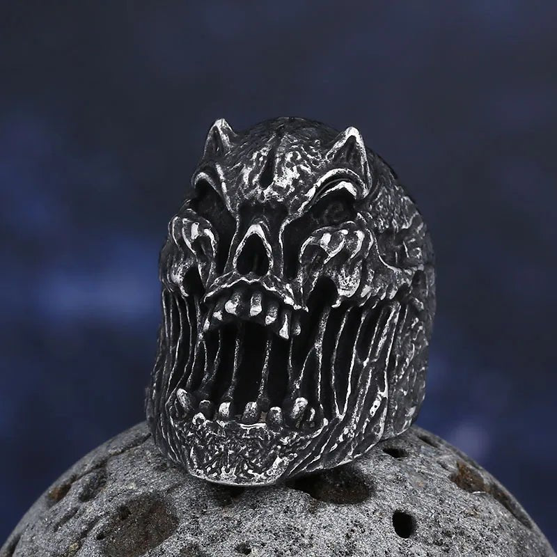 Sinners From Hell Skull Ring - Chrome Cult