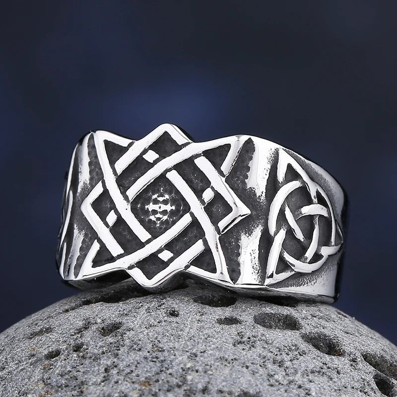 Slavic Viking Svarog Knot Ring - Chrome Cult