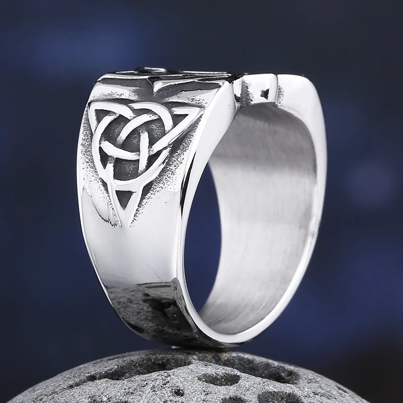 Slavic Viking Svarog Knot Ring - Chrome Cult