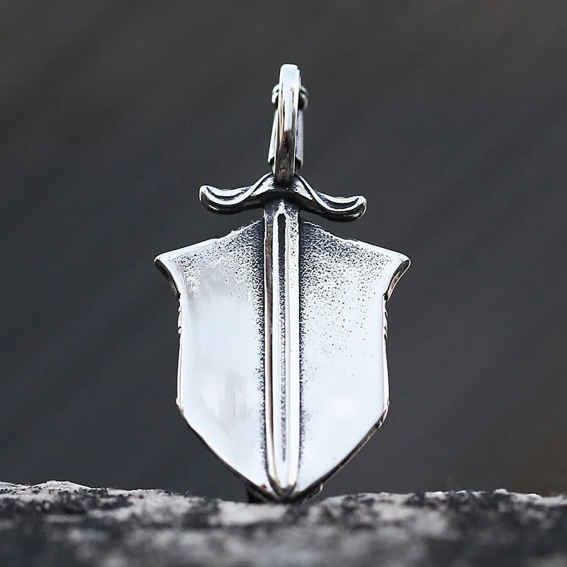 Sworded Bear Berserker Shield Pendant - Chrome Cult