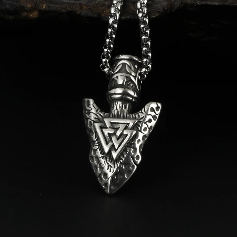 Valknut Spear Pendant - Chrome Cult