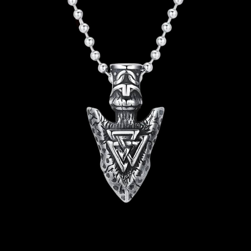 Valknut Spear Pendant - Chrome Cult