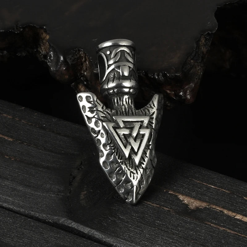 Valknut Spear Pendant - Chrome Cult