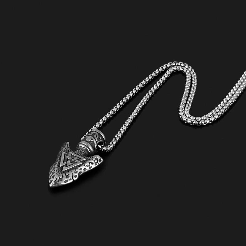 Valknut Spear Pendant - Chrome Cult